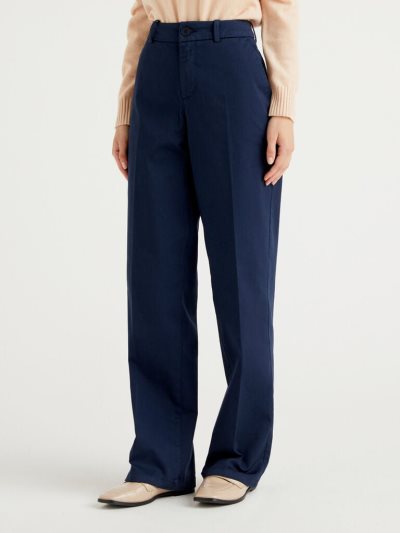 Dark Blue Women's Benetton Wide Leg Trousers | AU461752