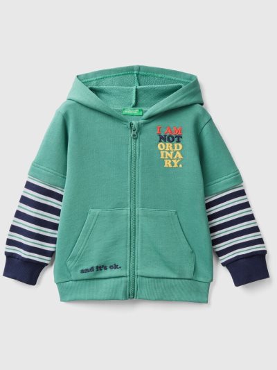 Dark Green Kids' Benetton Double Sleeves Hoodie | AU764400