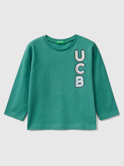 Dark Green Kids' Benetton Long Sleeve Organic Cotton T Shirts | AU543008