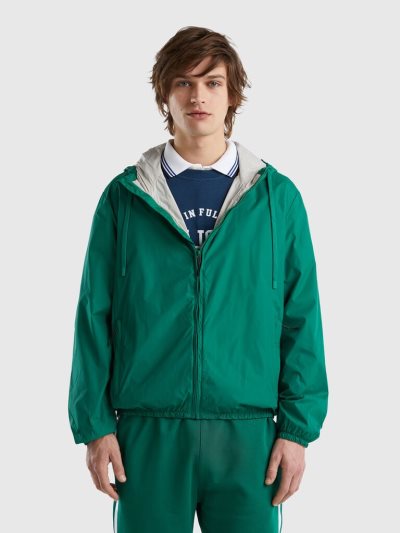 Dark Green Men's Benetton Recycled Nylon Light Jackets | AU902434