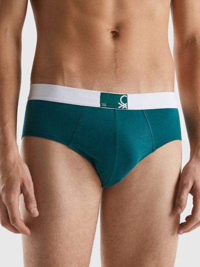 Dark Green Men's Benetton Stretch Organic Cotton Briefs | AU577472