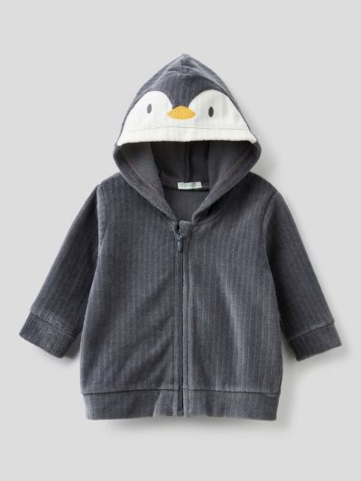 Dark Grey Kids' Benetton Chenille Hood Sweatshirt | AU340187