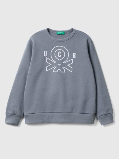 Dark Grey Kids' Benetton Logo Print Sweatshirt | AU651320