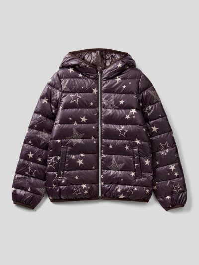 Dark Grey Kids' Benetton Pattern Print Puffer Padded Jackets | AU799297