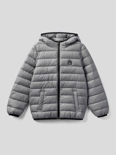 Dark Grey Kids' Benetton Puffer Hood Padded Jackets | AU636232