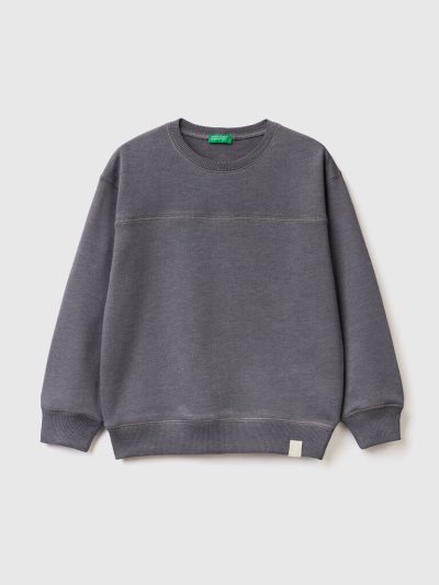 Dark Grey Kids' Benetton Pullover Recycled Fabric Sweatshirt | AU211235