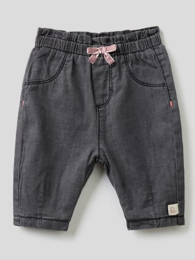 Dark Grey Kids' Benetton Rouches And Bow Trousers | AU701197