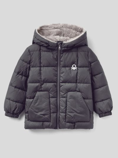 Dark Grey Kids' Benetton Teddy Interior Padded Jackets | AU389603