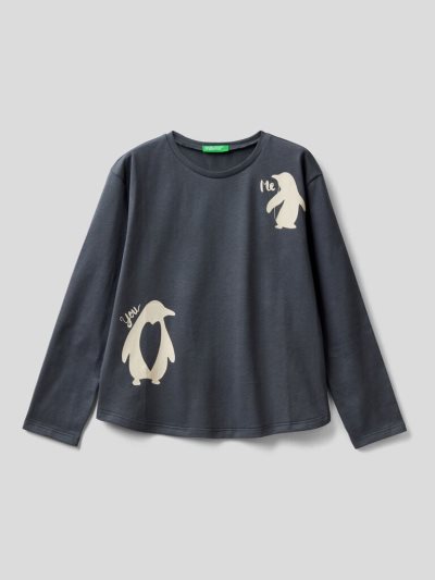 Dark Grey Kids' Benetton Warm Cotton Long Sleeve T-shirts | AU008721