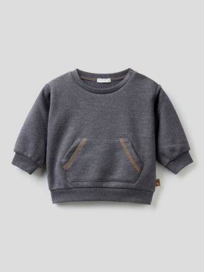 Dark Grey Kids' Benetton Warm Kangaroo Pocket Sweatshirt | AU476243