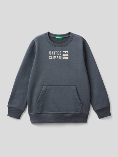 Dark Grey Kids' Benetton Warm Print Sweatshirt | AU789954