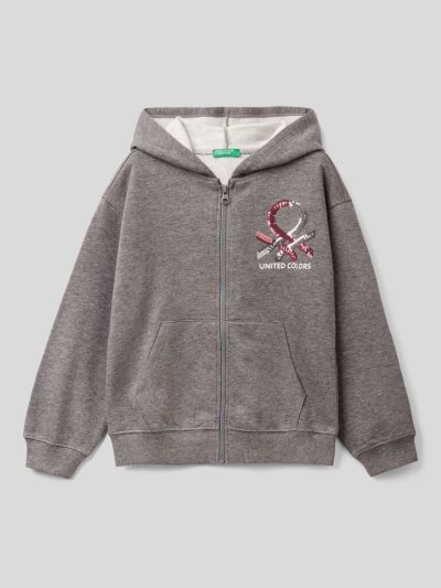 Dark Grey Kids' Benetton Warm Sequins Hoodie | AU977553