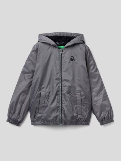 Dark Grey Kids' Benetton Zip And Hood Light Jackets | AU792193