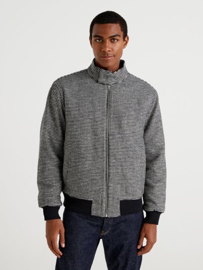 Dark Grey Men's Benetton Padded Houndstooth Light Jackets | AU546724