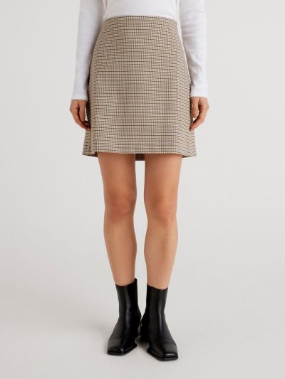 Dark Grey Women's Benetton Check Flannel Mini Skirts | AU787562