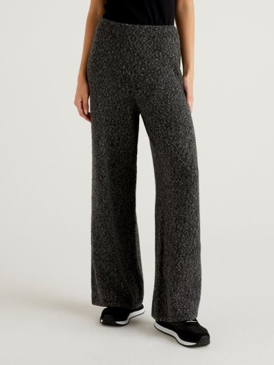 Dark Grey Women's Benetton Knit Palazzo Trousers | AU601000