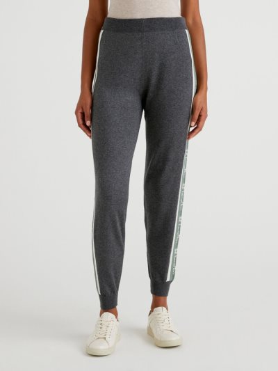 Dark Grey Women's Benetton Logo Bands Sweatpants | AU761402