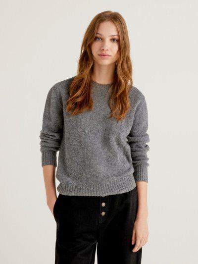 Dark Grey Women's Benetton Pure Shetland Wool Sweaters | AU375495