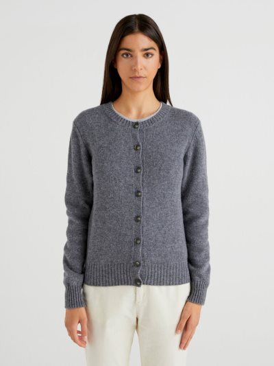 Dark Grey Women's Benetton Pure Shetland Wool Cardigan | AU738340