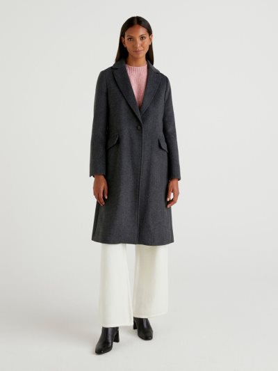 Dark Grey Women's Benetton Wool Blend Cloth Coats | AU267131