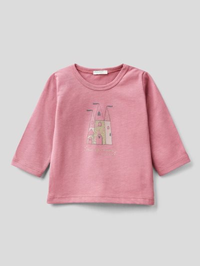 Dark Mauve Kids' Benetton 100% Organic Cotton Print T Shirts | AU433734