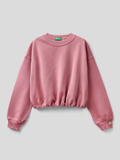 Dark Mauve Kids' Benetton Cropped Organic Cotton Sweatshirt | AU481772