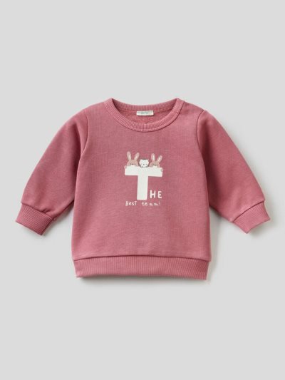 Dark Mauve Kids' Benetton Warm Organic Cotton Print Sweatshirt | AU593115