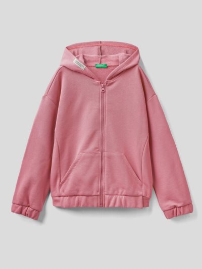 Dark Mauve Kids' Benetton Zip Organic Cotton Hoodie | AU463025