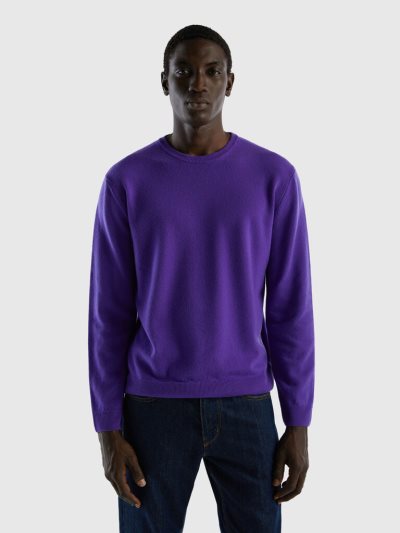 Deep Blue Men's Benetton Crew Neck Pure Merino Wool Sweaters | AU446409