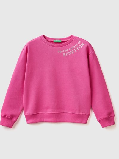 Fuchsia Kids' Benetton 100% Cotton Logo Sweatshirt | AU022501