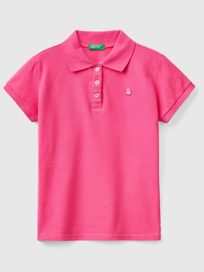 Fuchsia Kids' Benetton Organic Cotton Short Sleeve Polo Shirts | AU434190