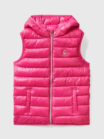 Fuchsia Kids' Benetton Padded Hood Puffer Jackets | AU153389