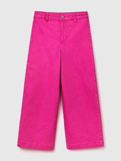 Fuchsia Kids' Benetton Palazzo Stretch Cotton Trousers | AU563884