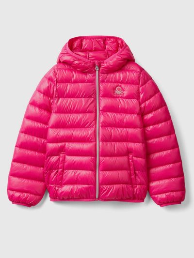 Fuchsia Kids' Benetton Puffer Hood Light Jackets | AU943701