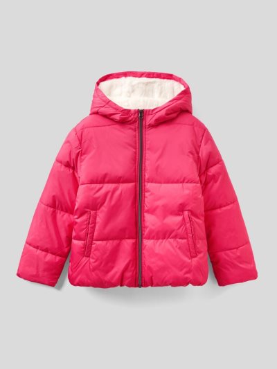 Fuchsia Kids' Benetton Rain Defender Hood Padded Jackets | AU202695