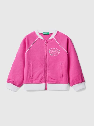 Fuchsia Kids' Benetton Stretch Cotton Zip Sweatshirt | AU649506