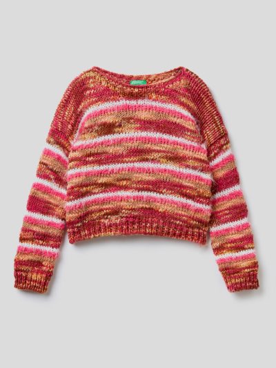 Fuchsia Kids' Benetton Striped Lurex Sweaters | AU912019