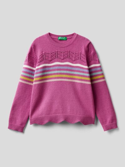 Fuchsia Kids' Benetton Striped Viscose Blend Sweaters | AU061089