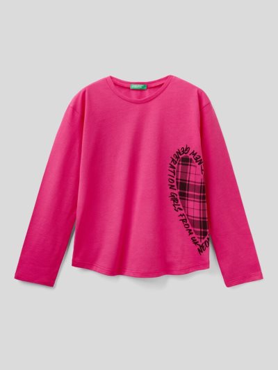 Fuchsia Kids' Benetton Warm Cotton Long Sleeve T-shirts | AU431886