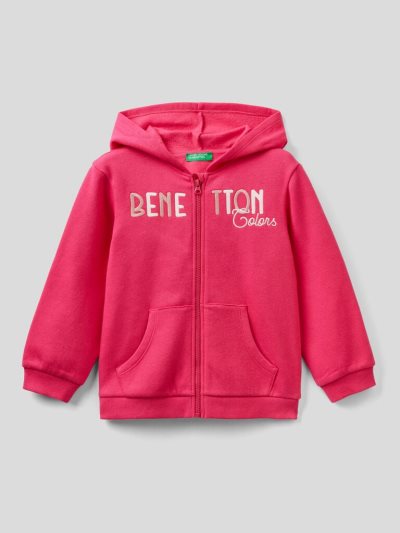 Fuchsia Kids' Benetton Warm Embroidered Logo Hoodie | AU649464