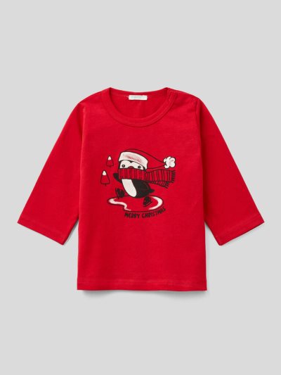 Fuchsia Kids' Benetton Warm Organic Cotton Print T Shirts | AU736951