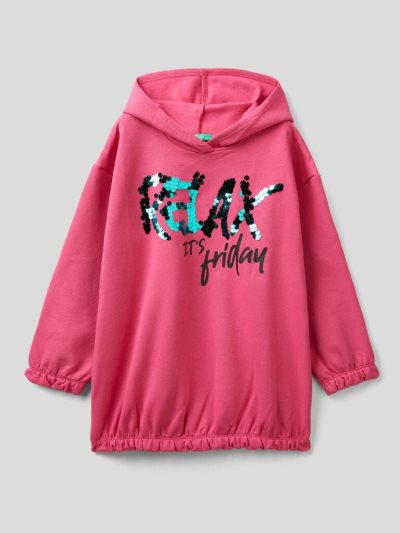 Fuchsia Kids' Benetton Warm Oversized Sequins Hoodie | AU717412