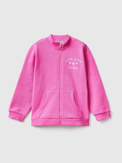 Fuchsia Kids' Benetton Zip Organic Cotton Sweatshirt | AU398259