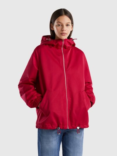 Fuchsia Women's Benetton Hooded Raincoat Coats | AU505749