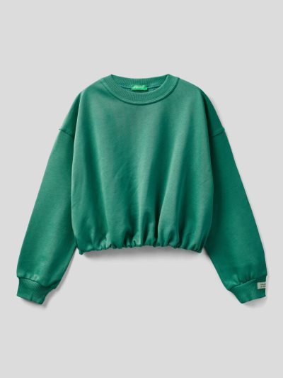 Green Kids' Benetton Cropped Organic Cotton Sweatshirt | AU242037