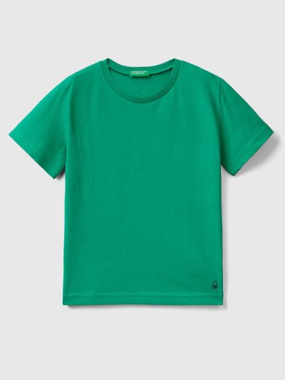 Green Kids' Benetton Organic Cotton Short Sleeve T-shirts | AU097531