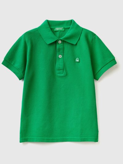 Green Kids' Benetton Organic Cotton Short Sleeve Polo Shirts | AU160798