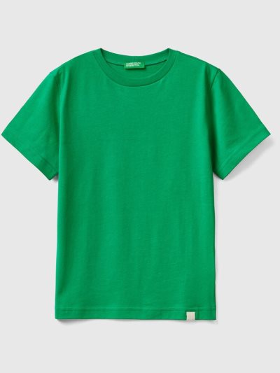 Green Kids' Benetton Organic Cotton Short Sleeve T-shirts | AU817416