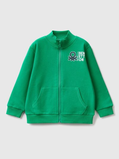 Green Kids' Benetton Organic Cotton Zip Sweatshirt | AU271885