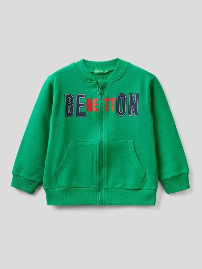 Green Kids' Benetton Organic Cotton Zip Sweatshirt | AU454964